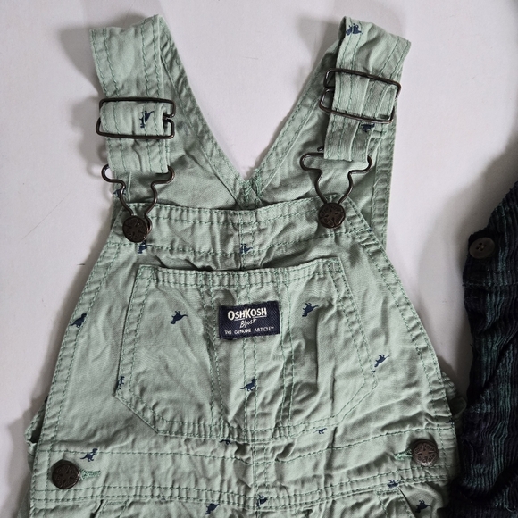 Kitestrings plaid overalls and OshKosh dino overall shorts size boys 3T - Picture 2 of 5